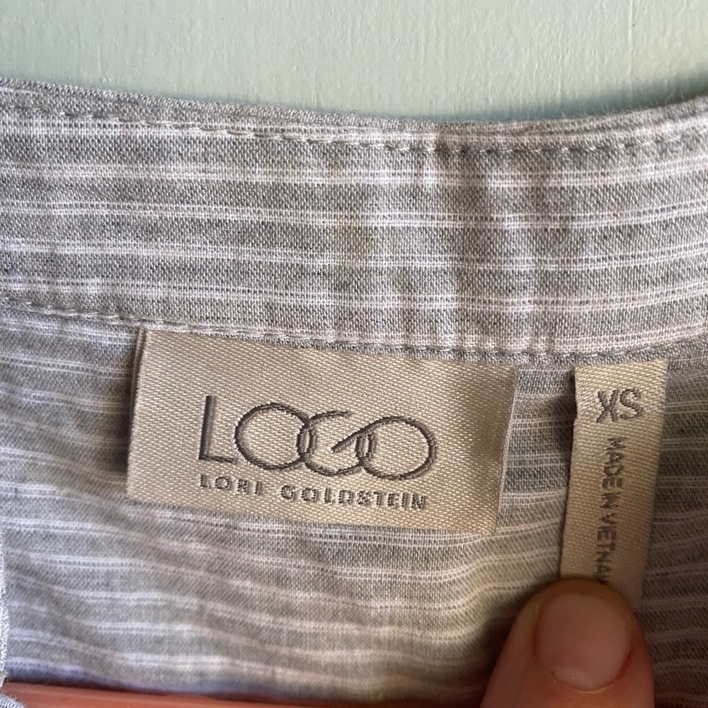 LOGO Lori Goldstein Gray Striped Top